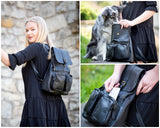 Rucksack Freizeitrucksack vintage Lederrucksack Damen Herren Leder schwarz LE1008