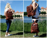 Rucksack Lederrucksack Freizeitrucksack Damen Herren Leder braun LE1016