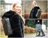 mittlerer Stadtrucksack Lederrucksack Leder dunkelgrau LE1023