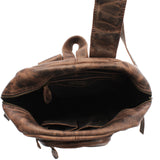 großer Rucksack Lederrucksack Freizeitrucksack Damen Herren Leder schlamm LE1017