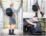 Rucksack Lederrucksack Freizeitrucksack Damen Herren Leder schwarz LE1009