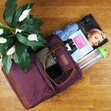 Rucksack Umhängetasche Damen Herren Leder Canvas bordeaux LE1014