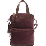 Rucksack Umhängetasche Damen Herren Leder Canvas bordeaux LE1014