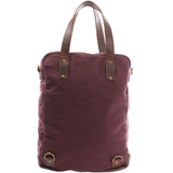 Rucksack Umhängetasche Damen Herren Leder Canvas bordeaux LE1014