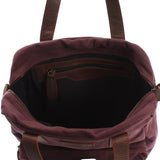 Rucksack Umhängetasche Damen Herren Leder Canvas bordeaux LE1014
