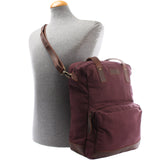 Rucksack Umhängetasche Damen Herren Leder Canvas bordeaux LE1014