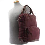 Rucksack Umhängetasche Damen Herren Leder Canvas bordeaux LE1014