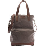 Rucksack Umhängetasche Damen Herren Leder Canvas grau LE1014