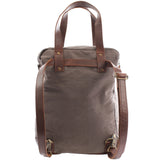 Rucksack Umhängetasche Damen Herren Leder Canvas grau LE1014