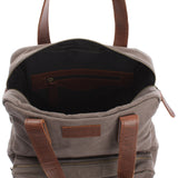 Rucksack Umhängetasche Damen Herren Leder Canvas grau LE1014