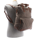 Rucksack Umhängetasche Damen Herren Leder Canvas grau LE1014