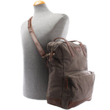 Rucksack Umhängetasche Damen Herren Leder Canvas grau LE1014