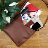 Schultertasche Umhängetasche Handtasche Leder braun LE0065