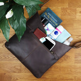 Schultertasche Damentasche Handtasche Leder dunkelbraun LE0065