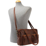 Schultertasche Handtasche Henkeltasche Damen Leder braun LE0046