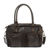 B-Ware Schultertasche Handtasche Henkeltasche Damen Leder dunkelbraun LE0046