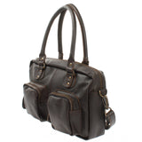 B-Ware Schultertasche Handtasche Henkeltasche Damen Leder dunkelbraun LE0046