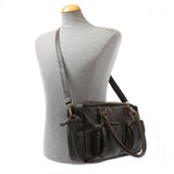 B-Ware Schultertasche Handtasche Henkeltasche Damen Leder dunkelbraun LE0046