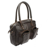 B-Ware Schultertasche Handtasche Henkeltasche Damen Leder dunkelbraun LE0046