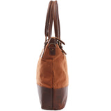 Schultertasche Handtasche kleiner Shopper Leder Canvas cognac LE0056