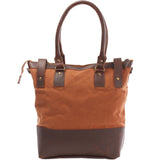 Schultertasche Handtasche kleiner Shopper Leder Canvas cognac LE0056
