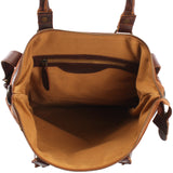 Schultertasche Handtasche kleiner Shopper Leder Canvas cognac LE0056