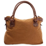 Schultertasche Henkeltasche Damentasche Handtasche Leder Canvas cognac LE0050