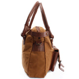 Schultertasche Henkeltasche Damentasche Handtasche Leder Canvas cognac LE0050