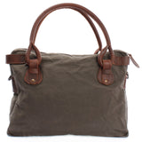 Schultertasche Henkeltasche Damentasche Handtasche Leder Canvas grau LE0050