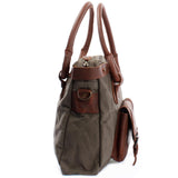 Schultertasche Henkeltasche Damentasche Handtasche Leder Canvas grau LE0050