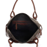 Schultertasche Henkeltasche Damentasche Handtasche Leder Canvas grau LE0050