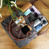 Schultertasche Henkeltasche Damentasche Handtasche Leder Canvas grau LE0050