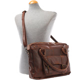 Schultertasche Henkeltasche Damentasche Handtasche Leder braun LE0050