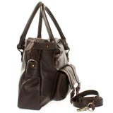 Schultertasche Henkeltasche Damentasche Handtasche Leder dunkelbraun LE0050