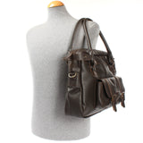 Schultertasche Henkeltasche Damentasche Handtasche Leder dunkelbraun LE0050