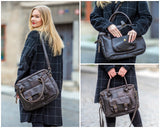 Schultertasche Henkeltasche Damentasche Handtasche Leder dunkelbraun LE0050