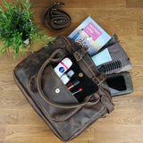 Schultertasche Henkeltasche Damentasche Handtasche Leder schlamm LE0050