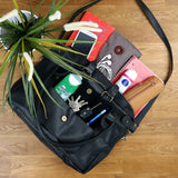 Schultertasche Henkeltasche Damentasche Handtasche Leder schwarz LE0050