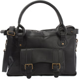 Schultertasche Henkeltasche Damentasche Handtasche Leder schwarz LE0050