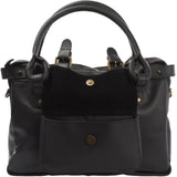 Schultertasche Henkeltasche Damentasche Handtasche Leder schwarz LE0050