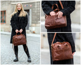 große Schultertasche Henkeltasche Shopper DIN A4 Handtasche Damen Leder braun LE0059