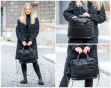 große Schultertasche Henkeltasche Shopper DIN A4 Handtasche Damen Leder schwarz LE0059