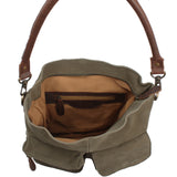 Schultertasche Umhängetasche Ledertasche Veloursleder grün LE0039