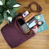 Schultertasche Umhängetasche Henkeltasche Shopper Damentasche Canvas Leder bordeaux LE0054