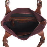 Schultertasche Umhängetasche Henkeltasche Shopper Damentasche Canvas Leder bordeaux LE0054
