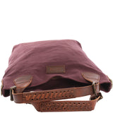 Schultertasche Umhängetasche Henkeltasche Shopper Damentasche Canvas Leder bordeaux LE0054