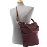 Schultertasche Umhängetasche Henkeltasche Shopper Damentasche Canvas Leder bordeaux LE0054