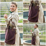 Schultertasche Umhängetasche Henkeltasche Shopper Damentasche Canvas Leder bordeaux LE0054