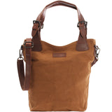 Schultertasche Umhängetasche Henkeltasche Shopper Damentasche Canvas Leder cognac LE0054