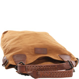 Schultertasche Umhängetasche Henkeltasche Shopper Damentasche Canvas Leder cognac LE0054